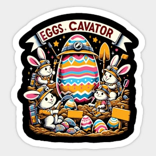 Eggscavator Crew Bunny Easter Egg Mining Operation Design Sticker